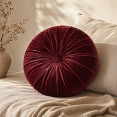 Bordeaux pleated velvet pillow for sofa chair or bedroom