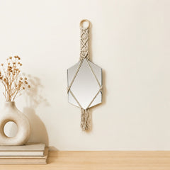 Chasna beige macramé wall spiegel