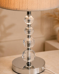 Elegant E14 table lamp with beige lampshade and chrome base