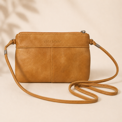 Luisa Batani camel leather crossbody bag