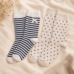 Nessa girls socks 2 pair set with stripes and polka dots size 34 36