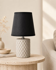 Olinsia ceramic table lamp with black fabric lampshade