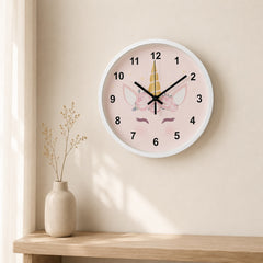Roze Eenhoorn Wandklok met Bloemen – 30 cm