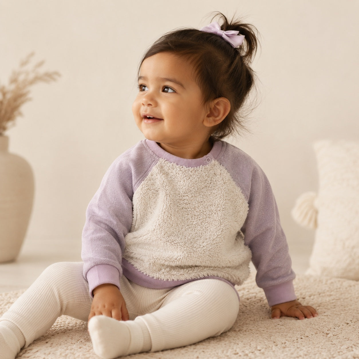 Sweetie Danita baby girl fluffy glitter sweatshirt in violet