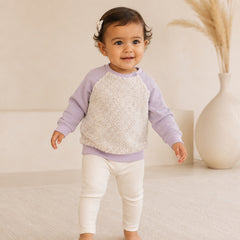 Baby girl fluffy sweatshirt with sparkly sleeves size 80