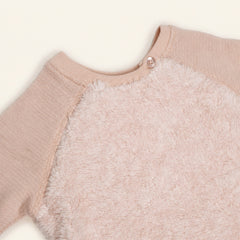 Light pink baby girl sweatshirt with fluffy front panel