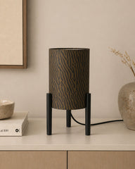 Bowser black and gold tripod table lamp
