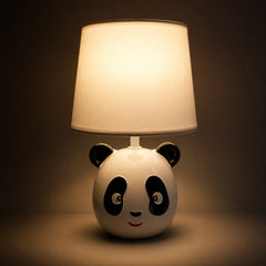 White and black ceramic panda table lamp