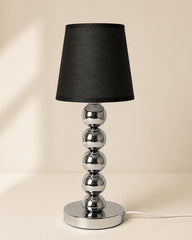 Chrome look tafellamp voet met stacked zilver spheres