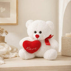 Wit liefde teddybeer beer met rood hart