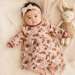 Tiny One baby girl organic cotton dress with fox print