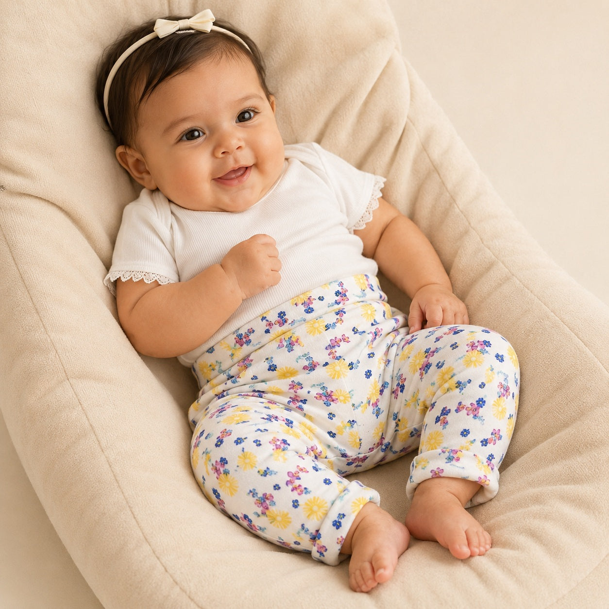 Tiny One baby meisje biologisch katoen broek met floral print