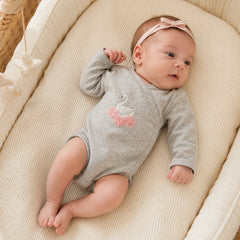 Tiny One baby meisje zwaan romper grijs biologisch katoen