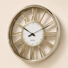 Gold vintage style wall clock with Roman numerals