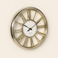 Masima quartz wall clock with open Roman numeral design