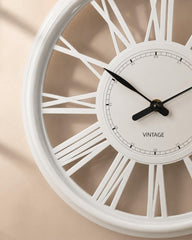 White Vintage Wall Clock with Roman Numerals