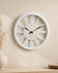 White Vintage Wall Clock with Roman Numerals