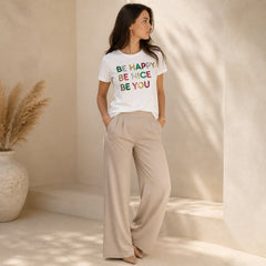 Dames wit short sleeve T shirt met motivational text