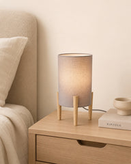 Modern Scandinavian tripod table lamp with wood legs