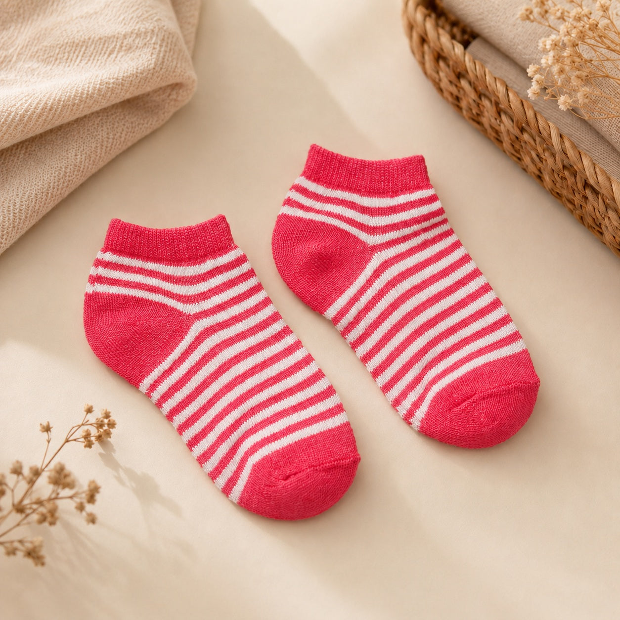 Meisjes roze gestreept zwart groen sneakersocks 2 set