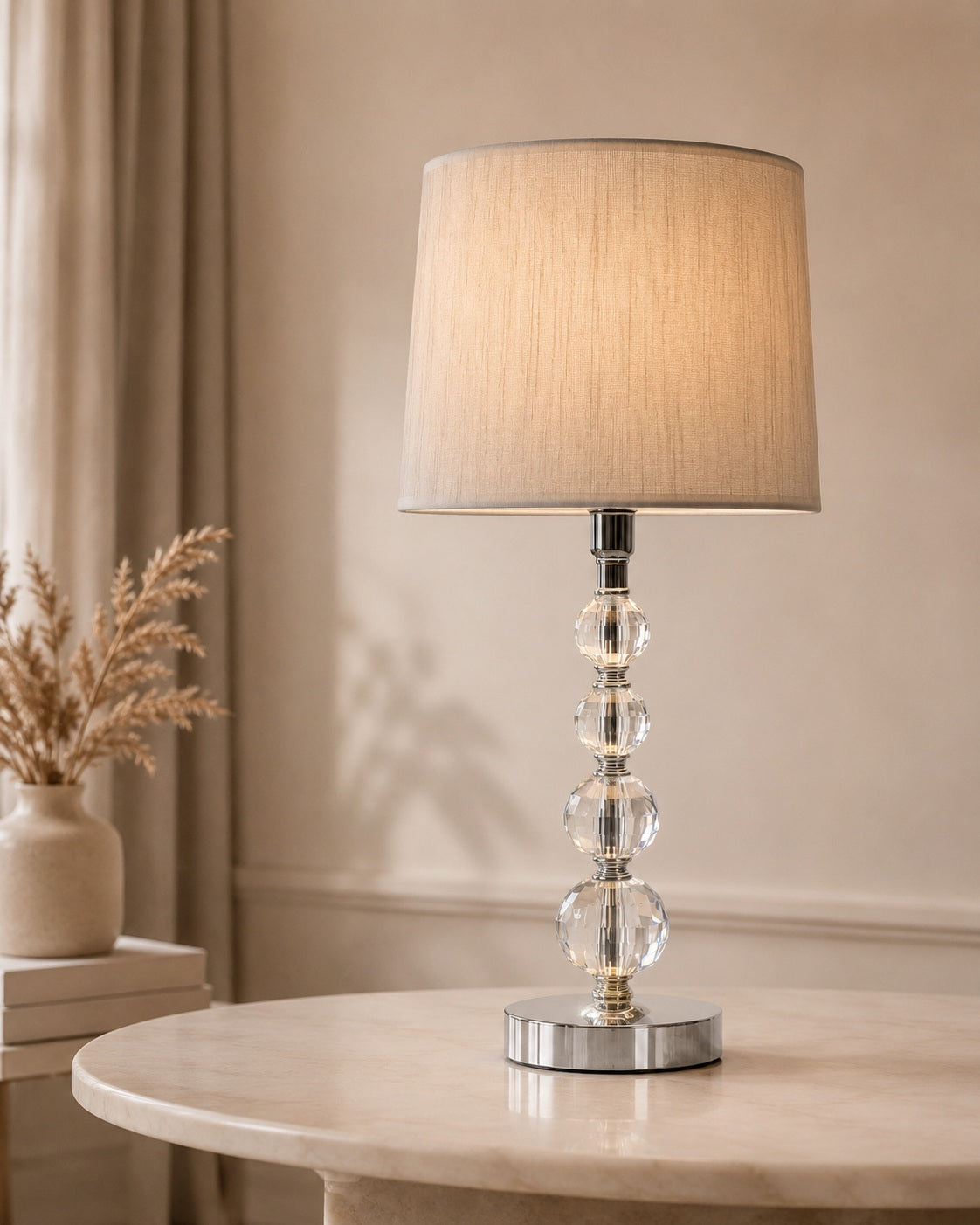 Elegant glass and metal lamp base for table lamp