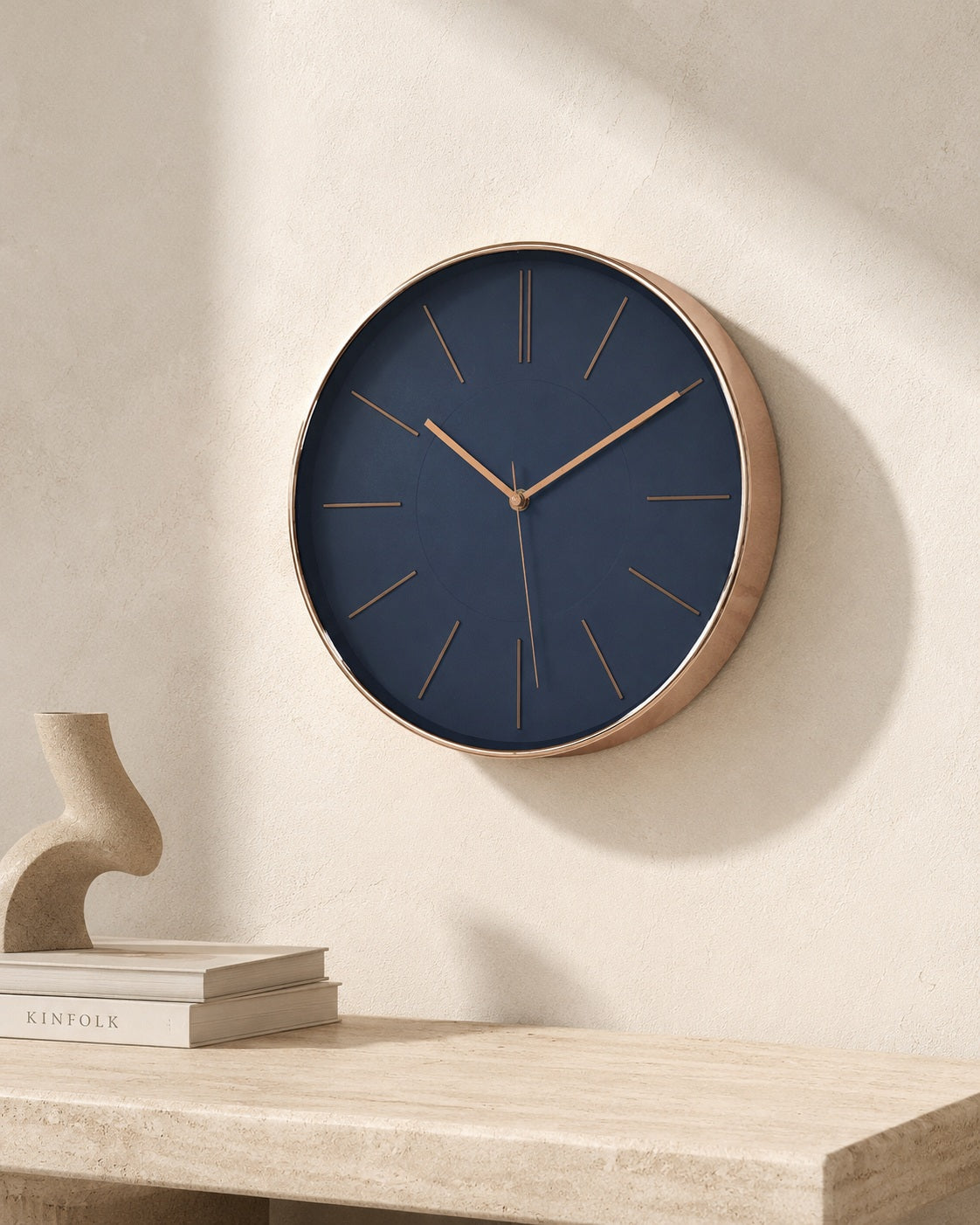 Stijlvol blauw koper wandklok voor slaapkamer woonkamer