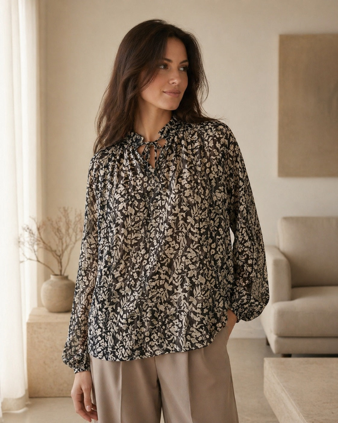 Elegant floral print blouse voor kantoor everyday outfits
