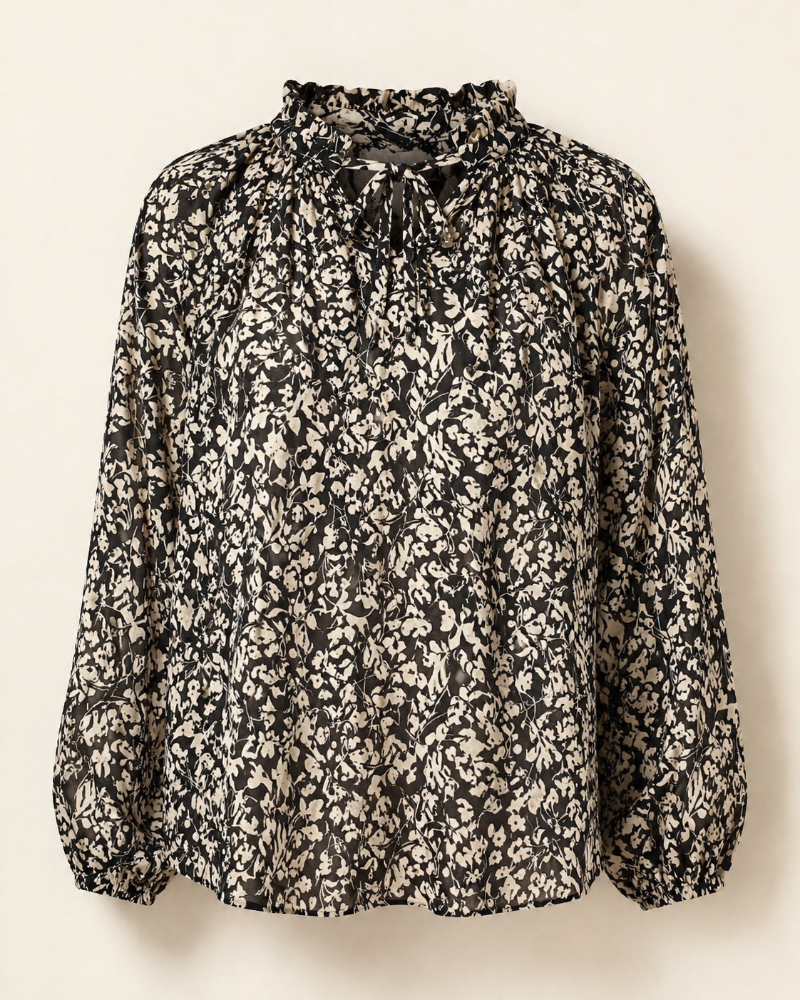 Lightweight zwart floral dames blouse