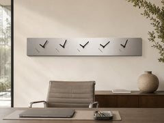 Silver metal wall clock with Los Angeles New York London Stockholm Tokyo