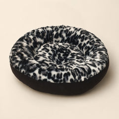 Rond zwart wit pet bed met verhoogd edge