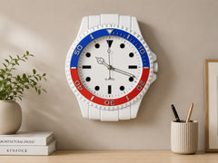 Elayne sport watch shaped wall clock in white blue and red