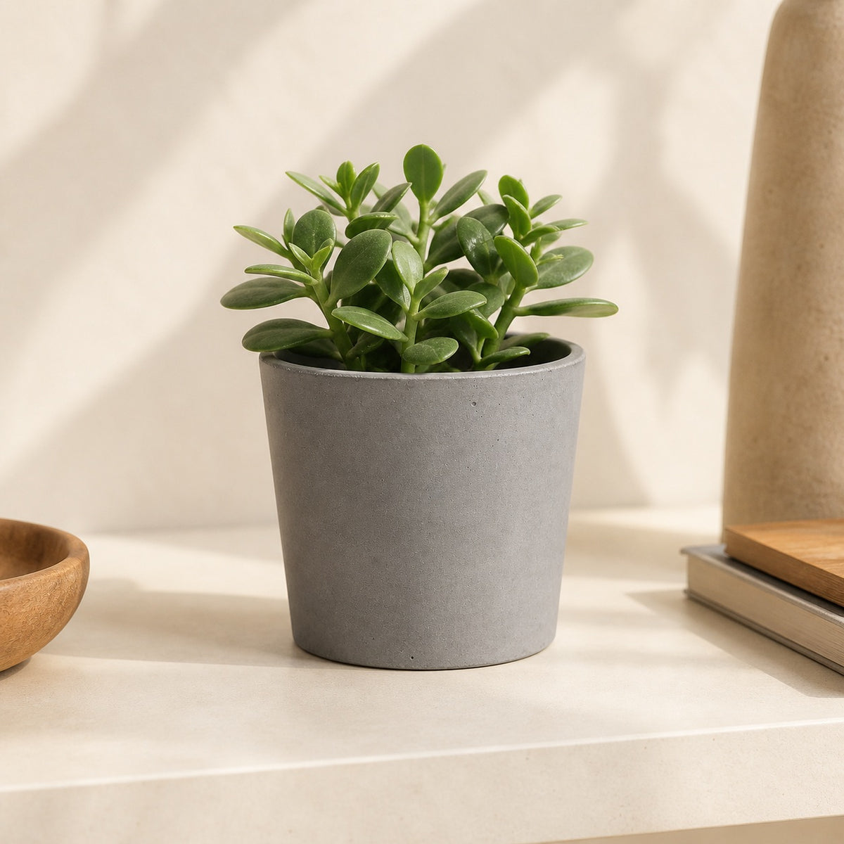 Graby grey ceramic round flowerpot 10 cm