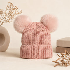 Warm pink acrylic beanie for kids age 12 to 16