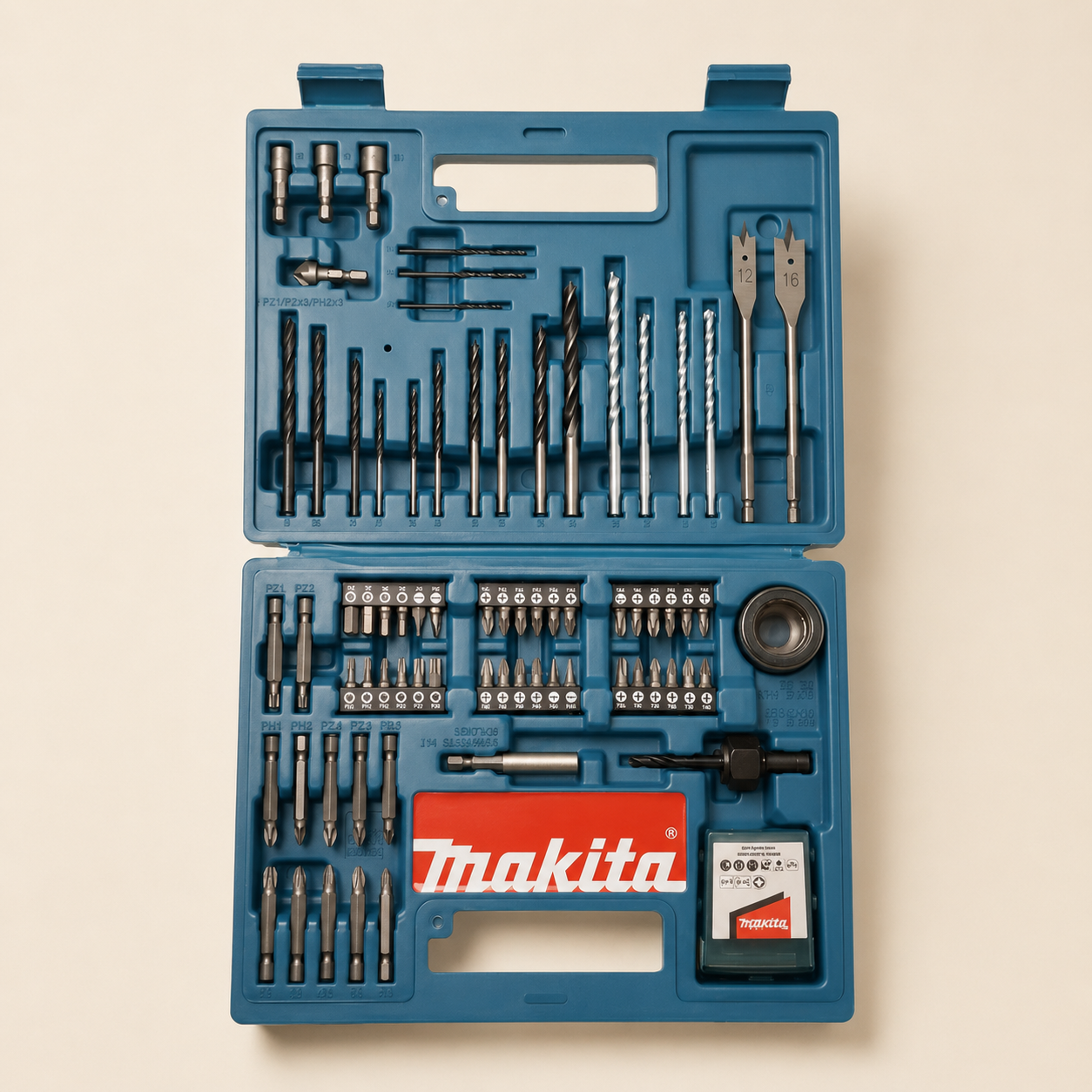 100 piece Makita accessory set for drilling and fastening