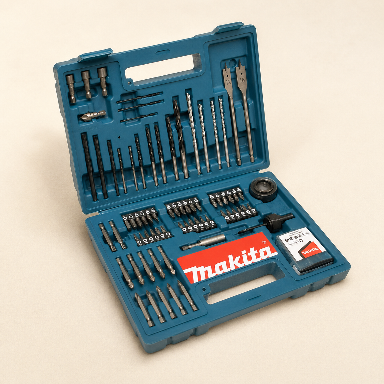 Makita drill bit and screwdriver bit set in carry case