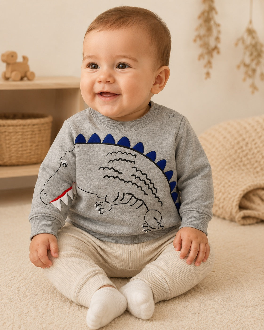 Pytteliten baby dinosaurus trui maat 68 74