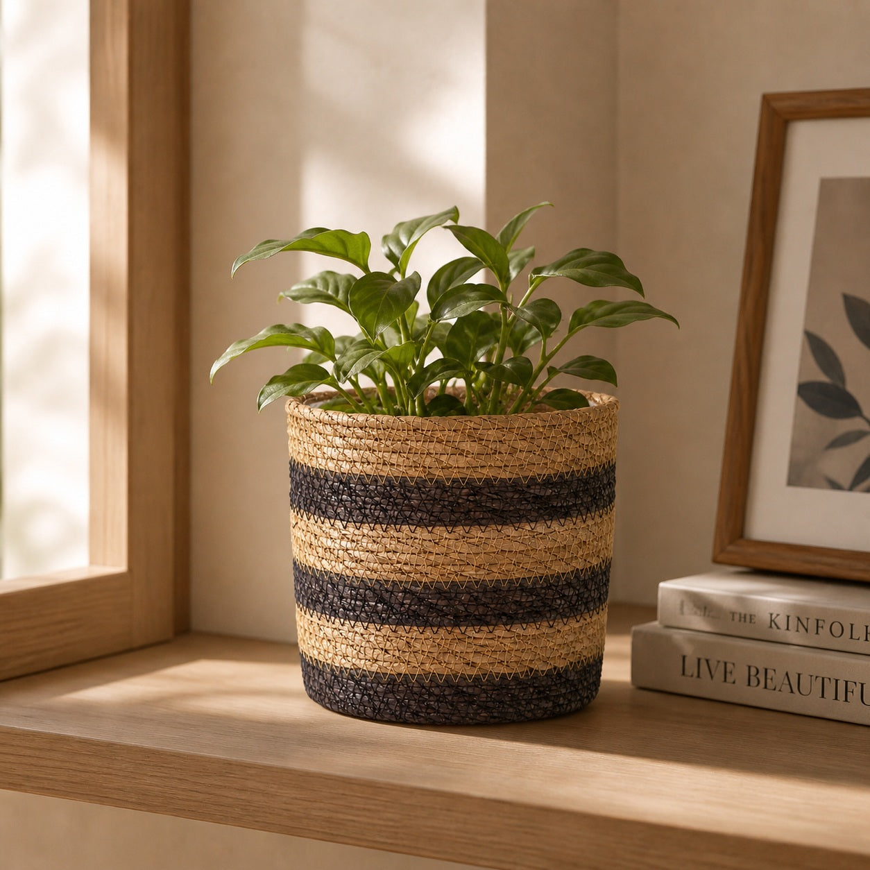 Rana Geweven Plantenmand met Kunststof Binnenvoering – 15 cm