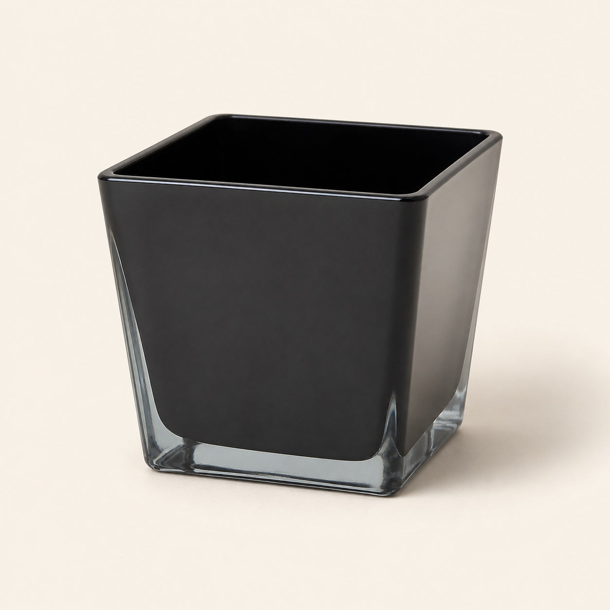 Glossy black glass planter for small plants