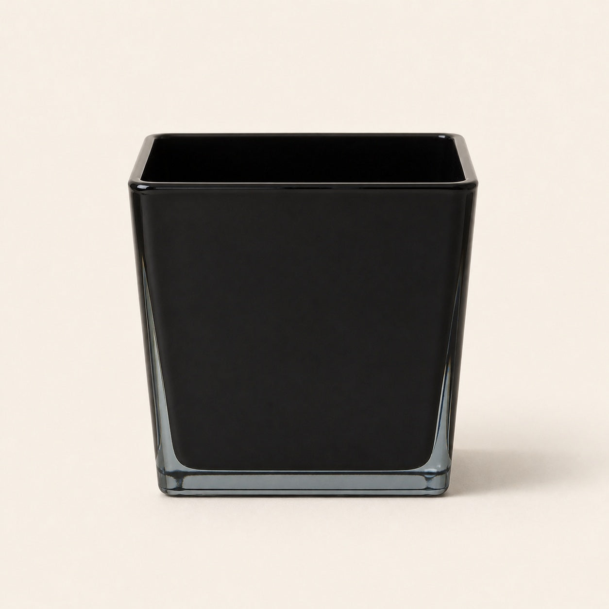 Minimalist black glass plant pot for desk or shelf