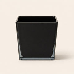 Minimalist black glass plant pot for desk or shelf