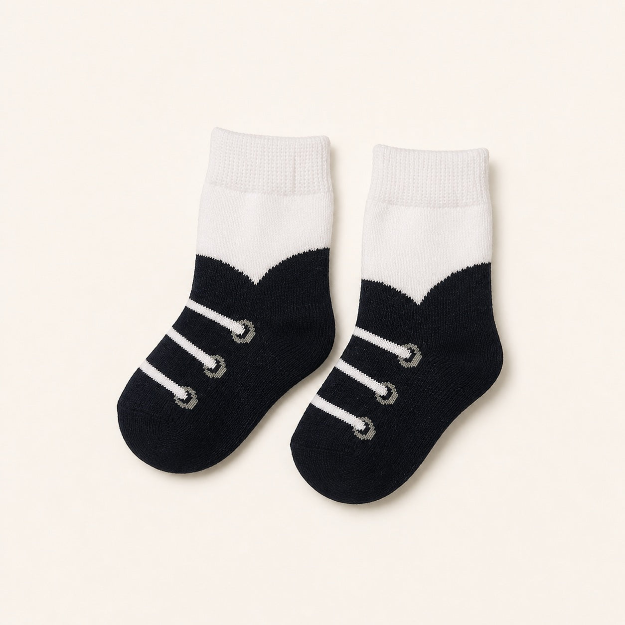 Baby socks 3 pair set with playful black and white patterns