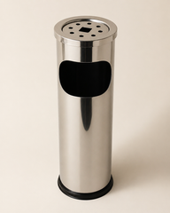 Stainless steel standing ashtray bin