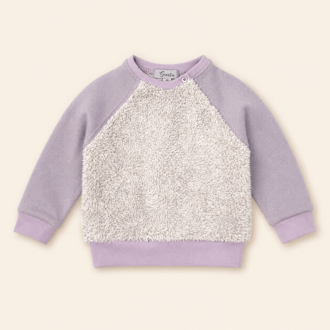 Violet baby girl sweatshirt with fluffy front panel