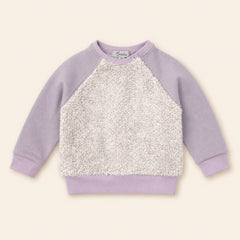 Violet baby girl sweatshirt with fluffy front panel