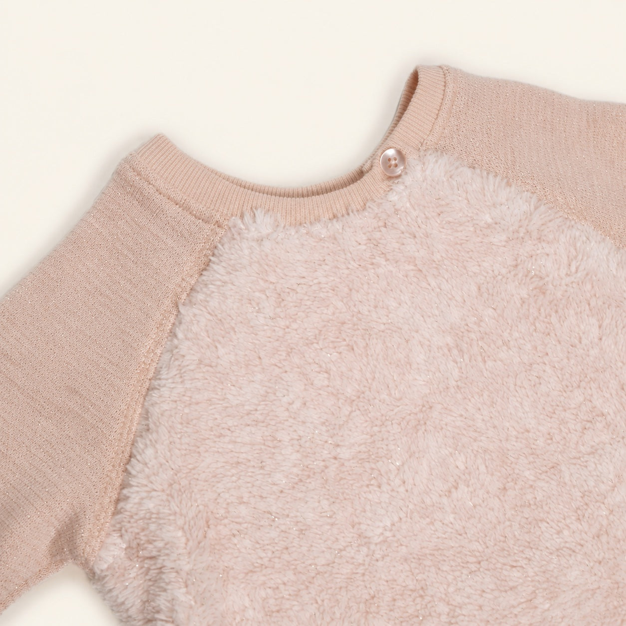 Light pink baby girl sweatshirt with fluffy front panel