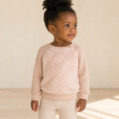 Baby girl fluffy sweatshirt with glitter sleeves size 80