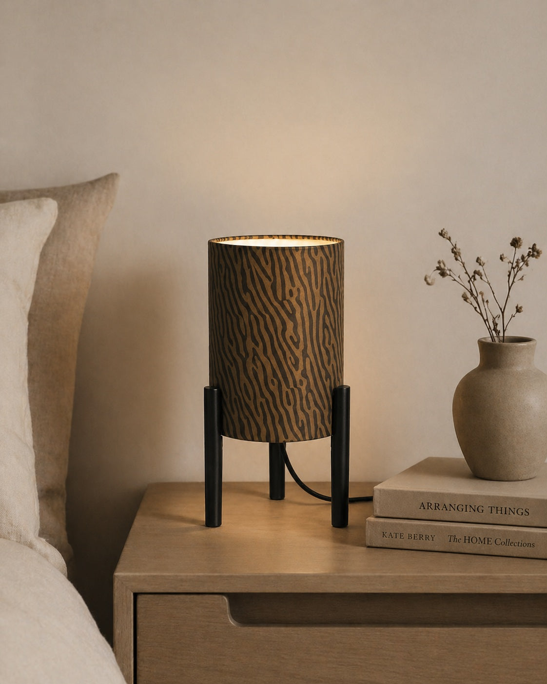 Decorative black and gold accent lamp for living room