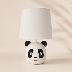 Ramori panda kids table lamp with white fabric shade
