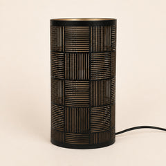 Modern black metal table lamp with gold interior