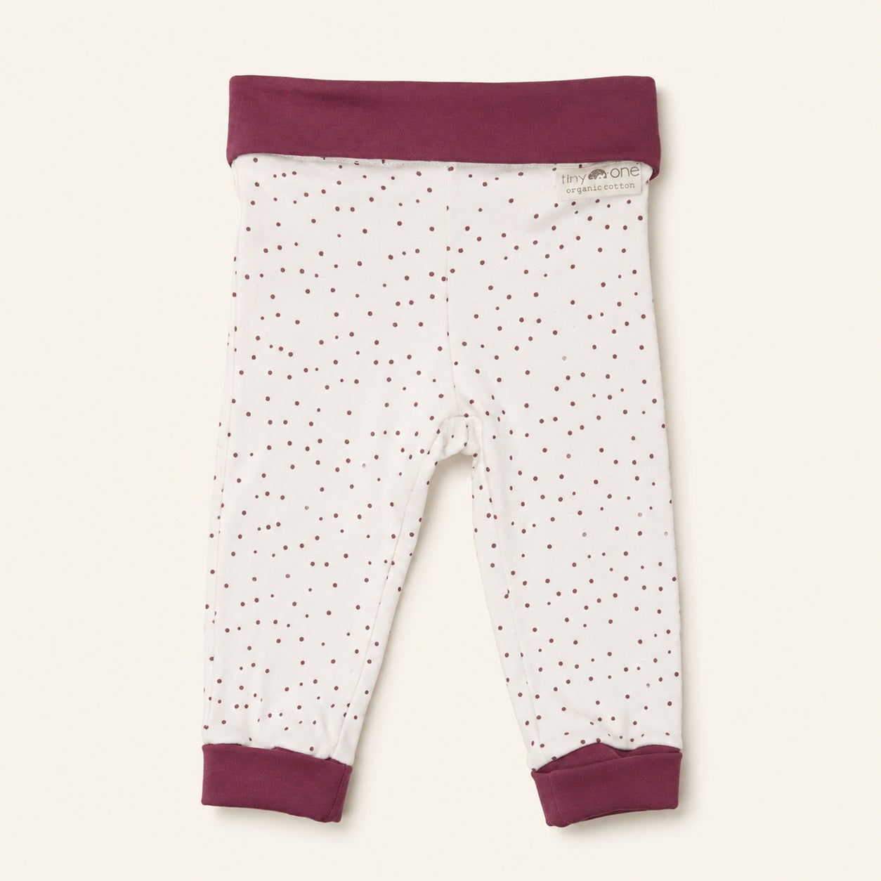 Wit biologisch katoen baby broek met rood dotted print